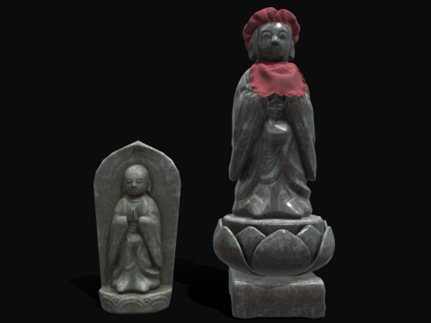 中式佛像雕塑 石像雕塑 景观雕塑 景观小品su模型