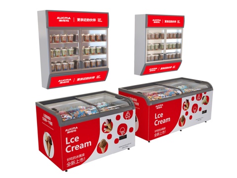 雪糕柜 冰箱柜 冷冻柜 冷藏柜 保鲜柜 冷饮柜 冰柜su模型