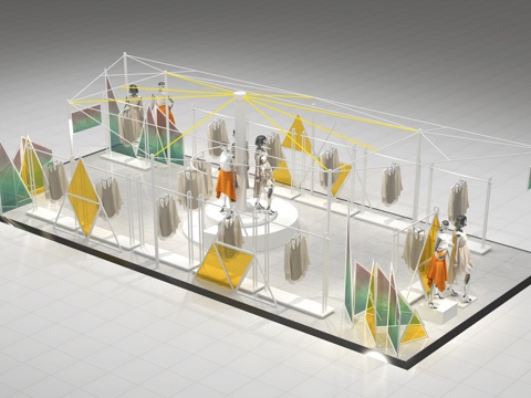 现代女装快闪店临时展su模型