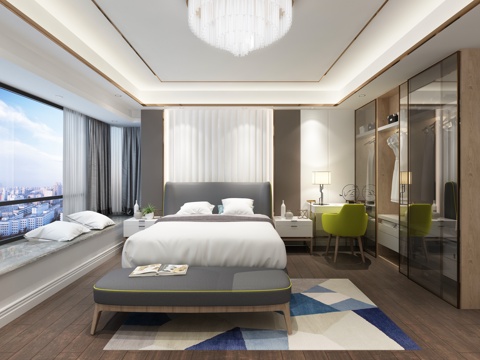  北欧主卧 卧室3d模型 