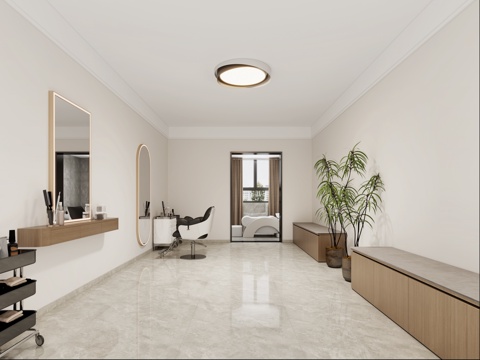  现代理发店 现代美发店 现代美妆店3d模型 