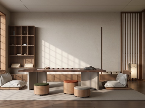  新中式榻榻米茶室3d模型 