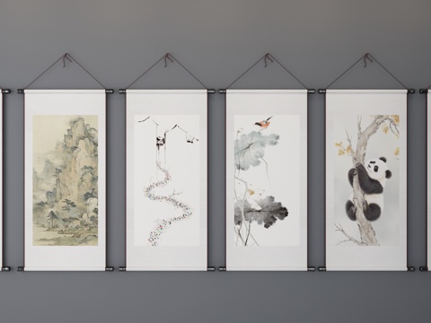  现代新中式字画 裱画 装饰画3d模型 