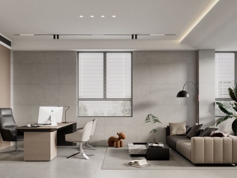  意式董事长办公室 意式总经理办公室  意式茶桌 意式办公桌3d模型 