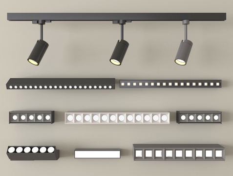 现代筒灯射灯 轨道式射灯su模型