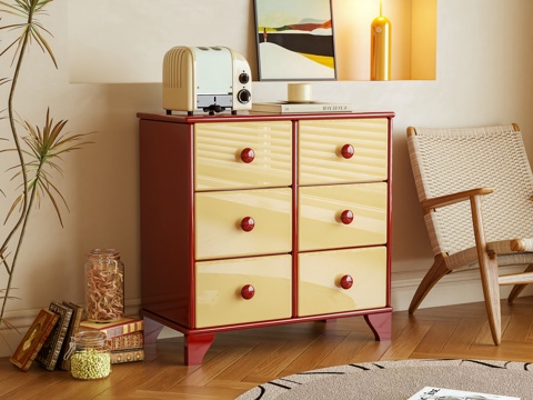 斗柜 边柜 储物柜 茶水柜 床头柜 奶油风 多巴胺3d模型