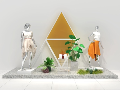 现代女装橱窗陈列DP点su模型