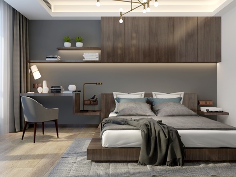  北欧卧室 吊灯3d模型 