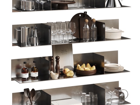  金属架装饰性厨具套装3d模型 