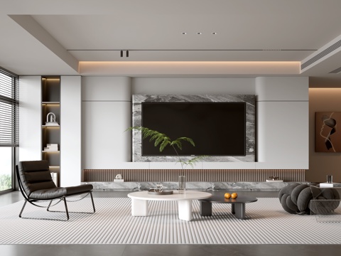  意式客厅 现代客厅 电视背景墙 电视柜 客厅背景 沙发茶几组3d模型 