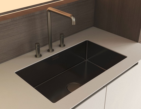 现代水槽 不锈钢水槽 洗菜池 洗菜盆 水龙头su模型