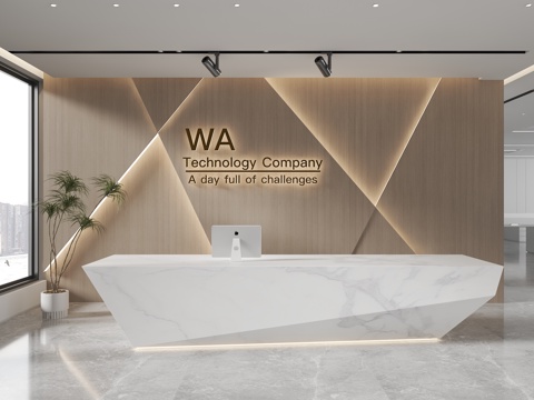 现代背景墙 前台背景墙 公司形象墙 接待背景墙 科技背景墙su模型