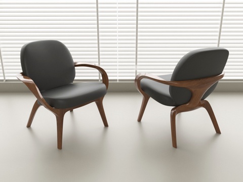 现代躺椅 休闲椅 贝壳椅 木椅su模型