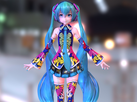 现代二次元人物 洛天依 动漫人物 美少女 动漫角色su模型