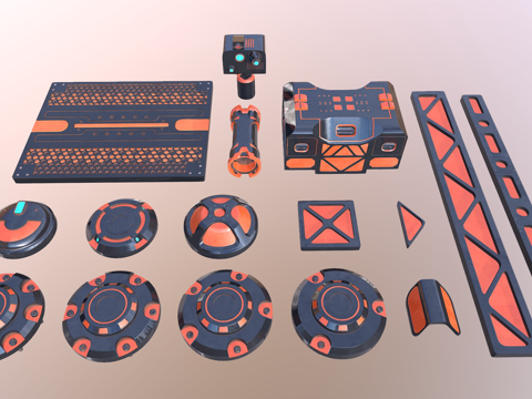 科技感构件 太空元素构件 科技元素su模型