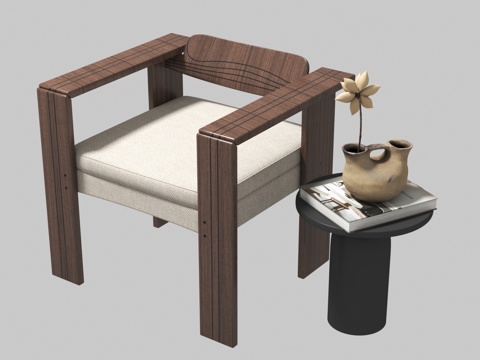  中古风休闲椅3d模型 