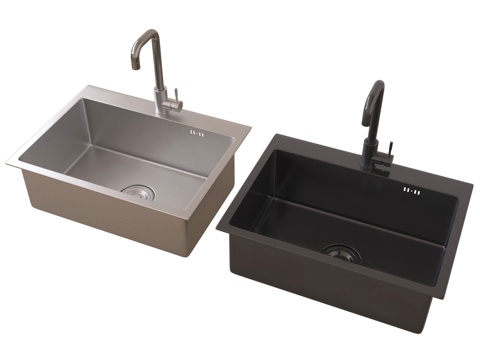 现代水槽 不锈钢水槽 洗菜池 洗菜盆 水龙头su模型