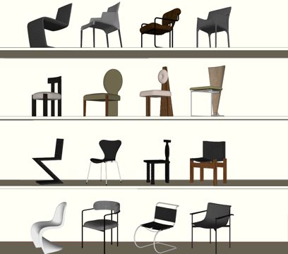 餐椅合集（奶油+中古+现代）su模型