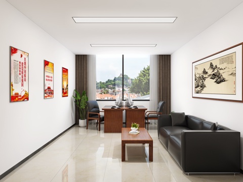  现代办公室办公桌椅组合3d模型 