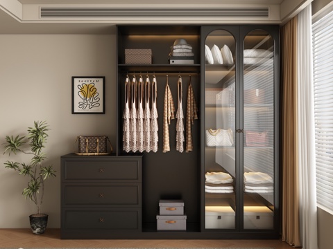  中古风衣柜梳妆台3d模型 