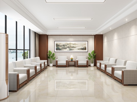  现代贵宾接待室等候室沙发组合3d模型 