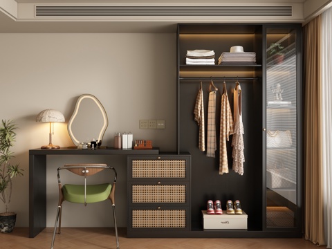  中古风衣柜梳妆台3d模型 