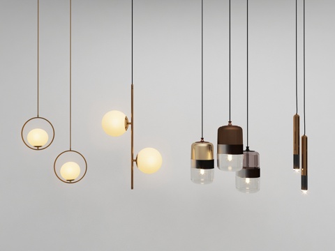  北欧吊灯组合现代吊灯 餐厅吊灯 卧室吊灯 3D模型3d模型 