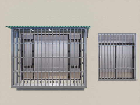 现代家居阳台防盗窗 不锈钢防盗窗 防盗围栏 防护窗 防盗网su模型