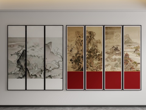 新中式装饰挂画3d模型