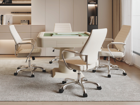  现代麻将桌椅组合3d模型 