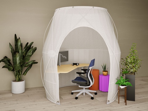  现代办公室个人空间个人工作位私密性合围办公空间3d模型 