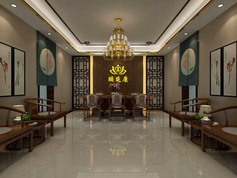  新中式中式风格会所门头3d模型 