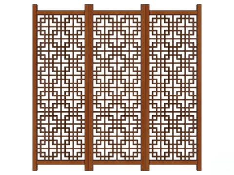 实木屏风 屏风 屛风隔断 隔断su模型