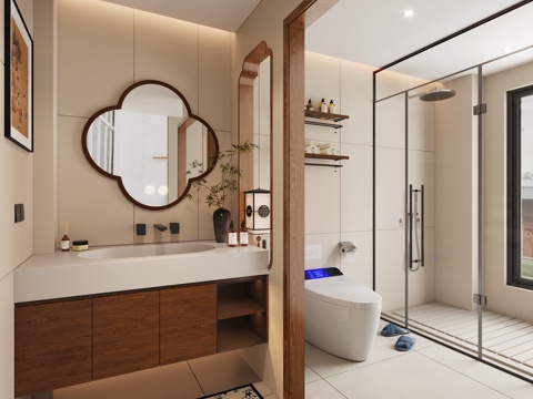  中古风卫生间3d模型 