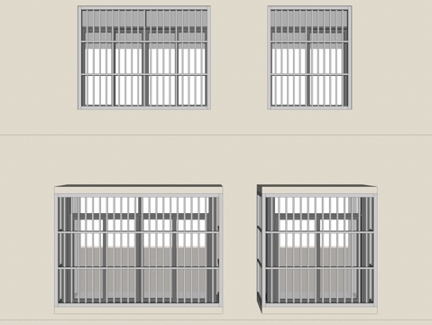 现代家居阳台防盗窗 不锈钢防盗窗 防盗围栏 防护窗 防盗网su模型