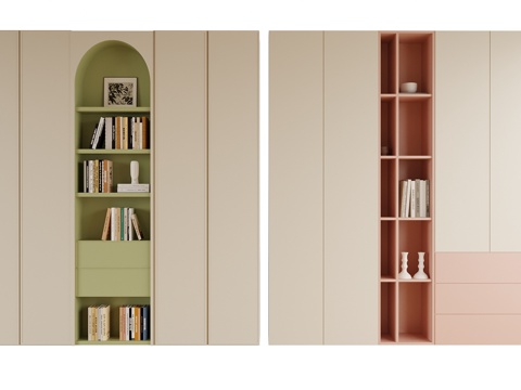 现代儿童衣柜 儿童书柜su模型