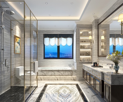  简欧现代简欧别墅卫生间3d模型 