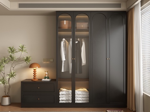  中古风衣柜3d模型 