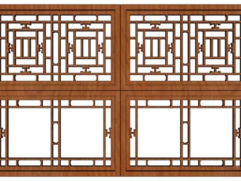 实木屏风 屏风 屏风隔断 隔断su模型