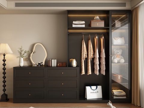  中古风衣柜梳妆台3d模型 