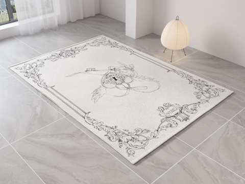 简欧地毯 复古地毯 中古风地毯 法式地毯 布艺地毯 客厅地毯su模型