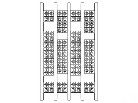 实木屏风 屏风 屏风隔断 隔断su模型