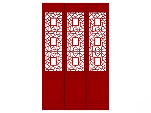 实木屏风 屏风 屛风隔断 隔断su模型