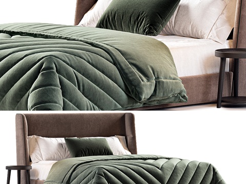  现代意式 Poliform Chloe 布艺双人床3d模型 