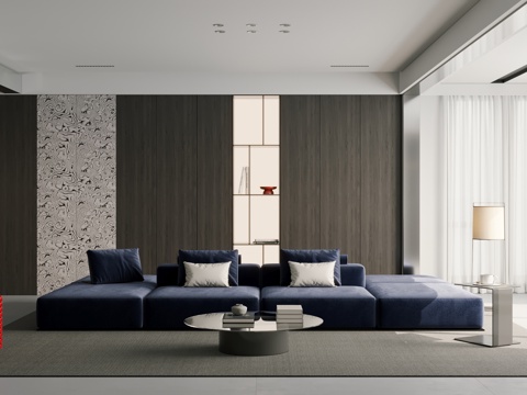  极简现代客餐厅 高级灰客餐厅 大平层3d模型 