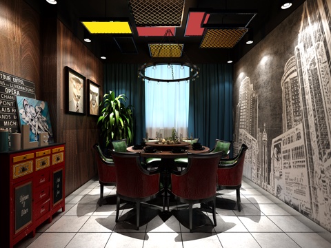  工业风包厢酒店模型3d模型 