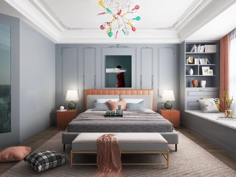 现代卧室3DMAX模型3d模型 
