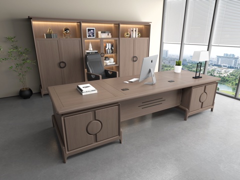  现代办公桌 总裁桌 经理桌 文件柜 班台 老板椅 经理室3d模型 