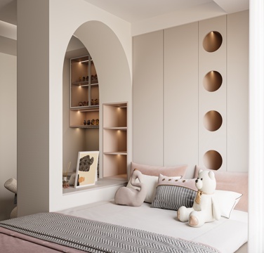  现代 儿童房 女孩房 榻榻米3d模型 