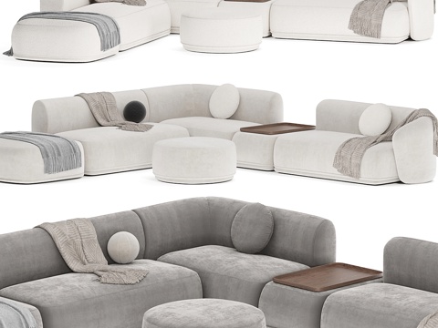 现代奶油风 Meridiani Rene 组合沙发3d模型 